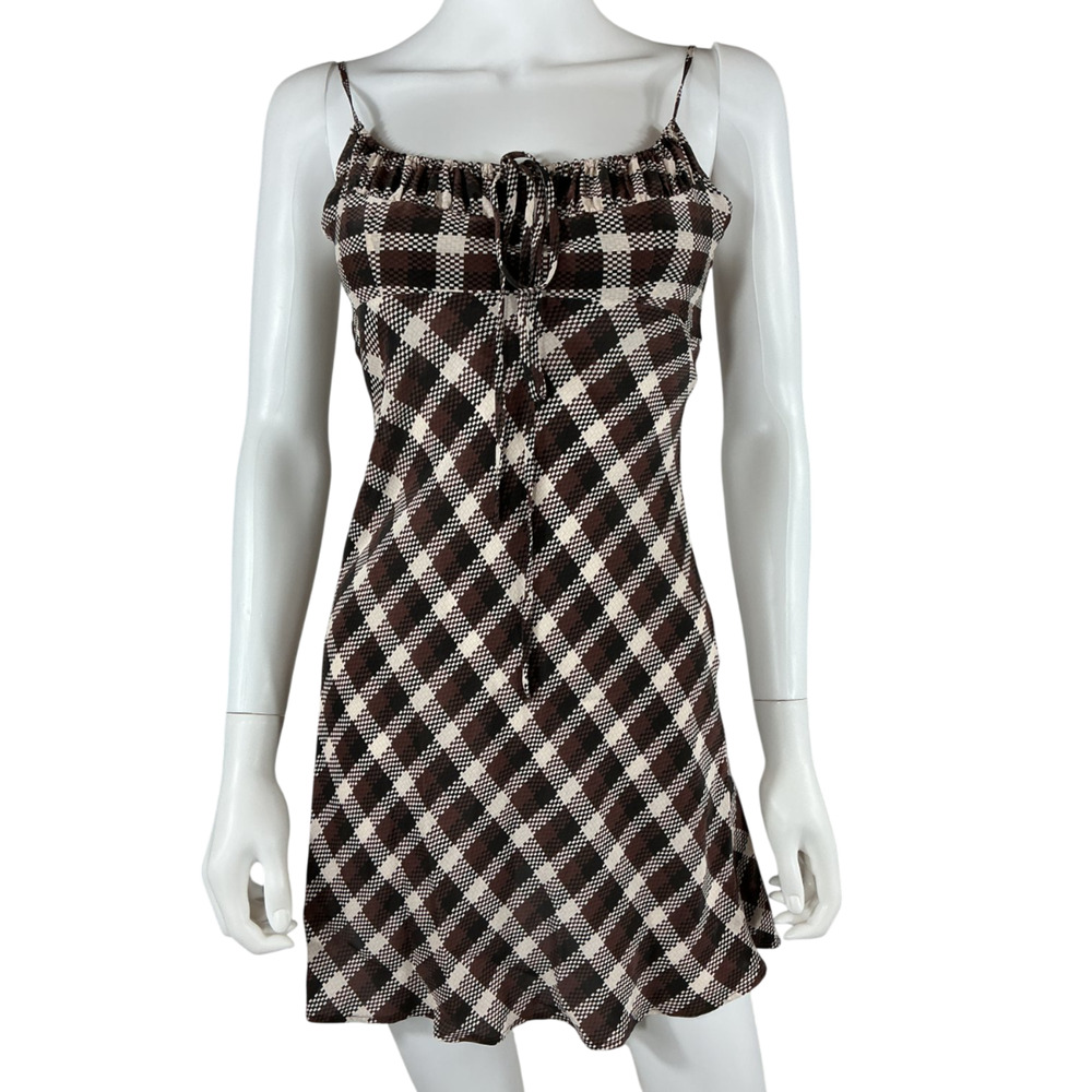 Bec + Bridge Checkered Brown Chiara Mini Dress Size AUS 8 / US 4 - Picture 2 of 4